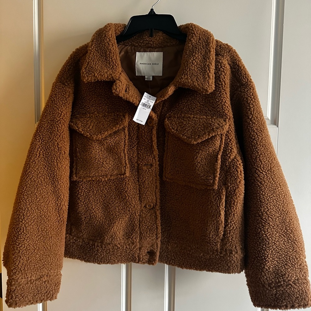 American Eagle Cropped Sherpa Shacket(New with Tags)
